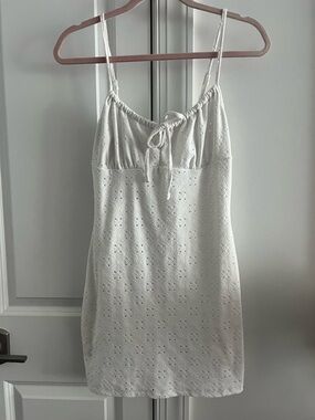 Forever 21 White Eyelet Slip Dress with Adjustable Spaghetti Straps